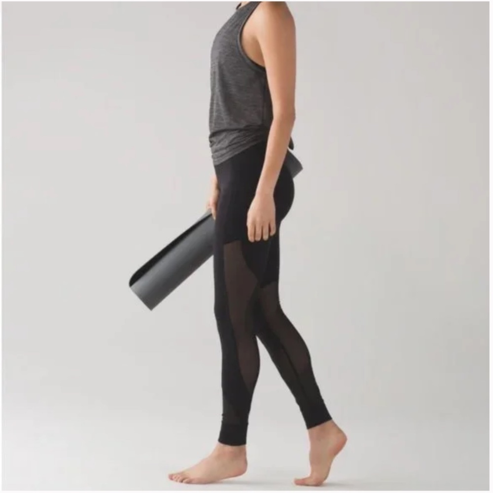 lululemon athletica Black Mesh-Panel High-Rise Leggings